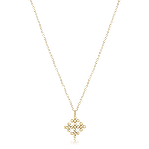 16" necklace gold- classic beaded signature cross - encompass gold charm