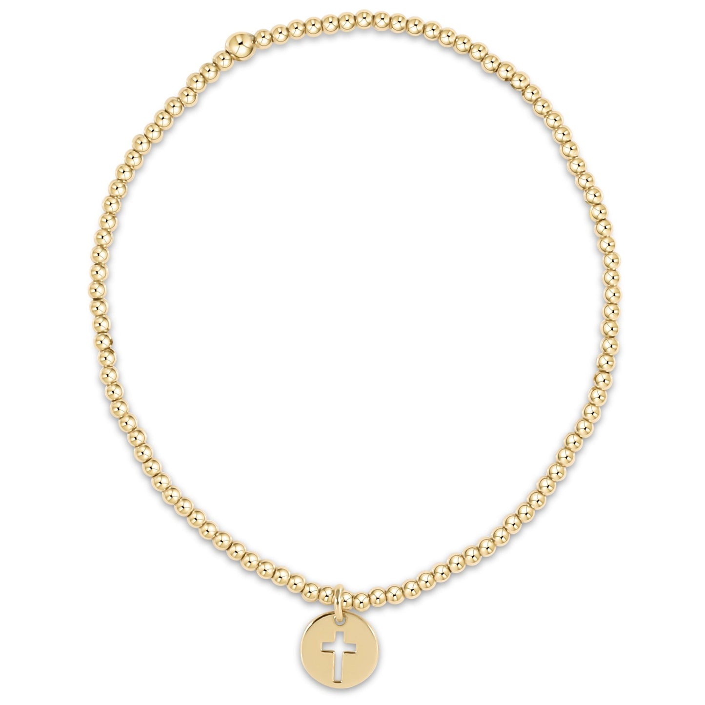 Classic gold 2mm bead bracelet - blessed small gold charm