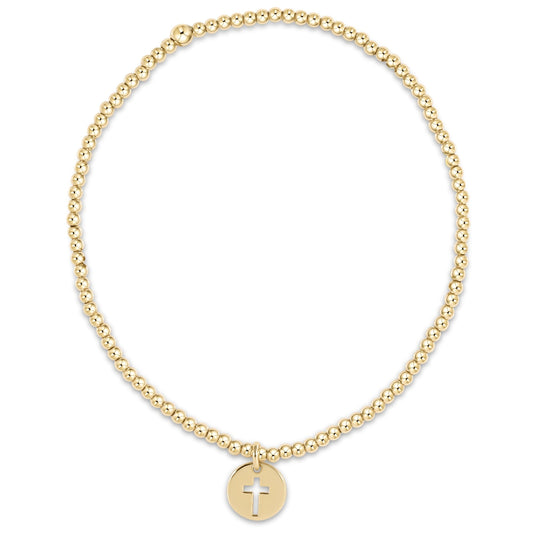 Classic gold 2mm bead bracelet - blessed small gold charm