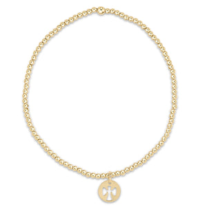classic gold 2mm bead bracelet - guardian angel small charm