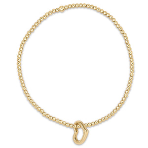 classic gold 2mm bead bracelet - love gold charm