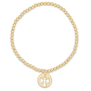 classic gold 3mm bead bracelet - guardian angel charm