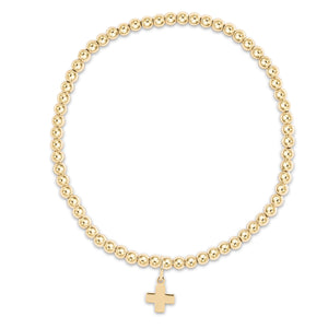 classic gold 2mm bead bracelet - signature cross gold charm