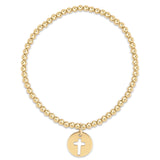 Classic Gold 3mm bead bracelet - blessed gold disc