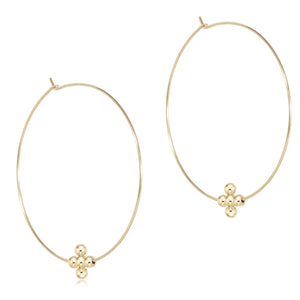 gold 1.75" hoop - classic beaded signature cross gold - 3mm bead gold