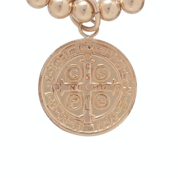 classic gold 2mm bead bracelet - blessing small gold charm