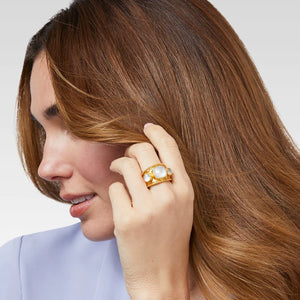 Trieste Statement Ring Gold iridescent Peony Pink